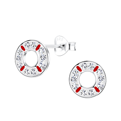 Silver Rubber Ring Stud Earrings - 19395