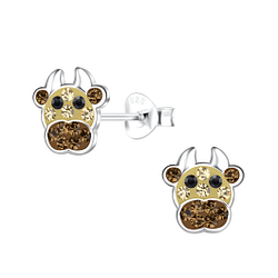 Silver Cow Stud Earrings - 19489