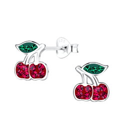 Silver Cherry Stud Earrings - 19455