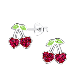 Silver Cherry Stud Earrings - 19458