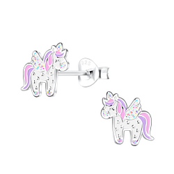 Silver Unicorn Stud Earrings - 19463