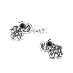 Silver Hippopotamus Stud Earrings - 19429