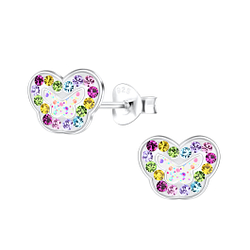 Silver Rainbow Butterfly Stud Earrings - 19497 Silver Rainbow Butterfly Stud Earrings - 19497