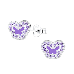 Silver Butterfly Stud Earrings - 19492