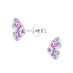 Silver Butterfly Stud Earrings - 19447