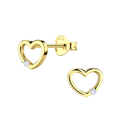 Silver Heart Stud Earrings - 20742