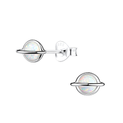 Silver Saturn Stud Earrings - 19412