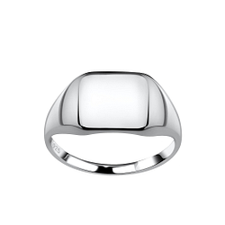 Silver Rectangle Signet Ring - 19389