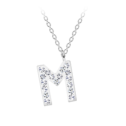 Silver Letter M Necklace - 19558