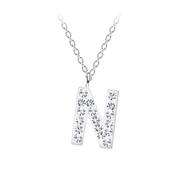 Silver Letter N Necklace - 19545