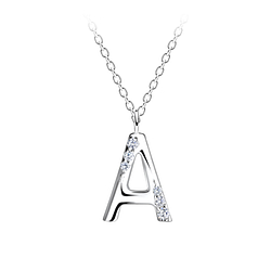 Silver Letter A Necklace - 19551