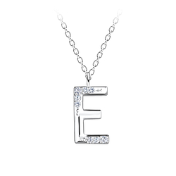 Silver Letter E Necklace - 19564