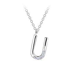 Silver Letter U Necklace - 19569