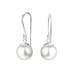 8mm Pearl Silver Earrings - 19525