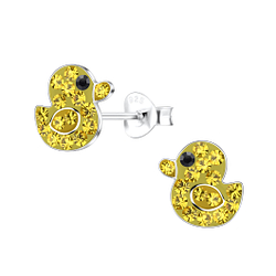 Silver Duck Stud Earrings - 19527