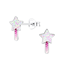 Silver Star Stud Earrings - 19402