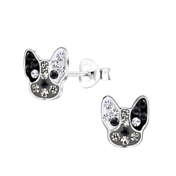 Silver French Bulldog Stud Earrings - 19350