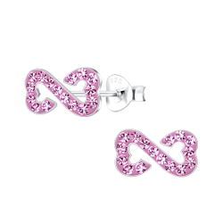 Silver Heart Infinity Stud Earrings - 19573