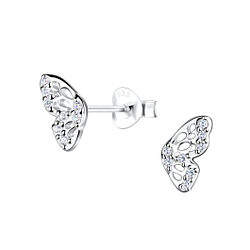 Silver Butterfly Stud Earrings - 19503