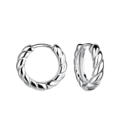 15mm Silver Twisted Huggie Earrings - 19506