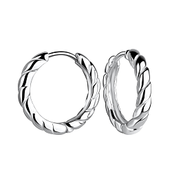 18mm Silver Twisted Huggie Earrings - 19505