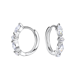 Silver Geometric Huggie Earrings - 19507 Silver Geometric Huggie Earrings - 19507