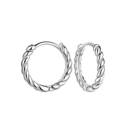 14mm Silver Twisted Huggie Earrings - 19604