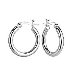 19mm Silver French Lock Hoop Earrings - 19538