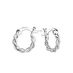 10mm Silver Twisted French Lock Hoop Earrings - 19522