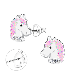 Silver Unicorn Stud Earrings - 19692