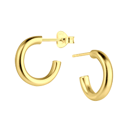 Silver Half Hoop Stud Earrings - 19700