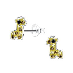 Silver Giraffe Stud Earrings - 19632
