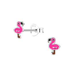 Silver Flamingo Stud Earrings - 19636