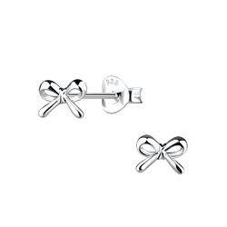 Silver Bow Stud Earrings - 19725