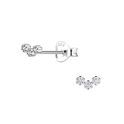 Silver Triple Flower Stud Earrings - 19745 Silver Triple Flower Stud Earrings - 19745
