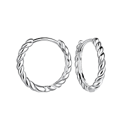 16mm Silver Twisted Huggie Earrings - 19605