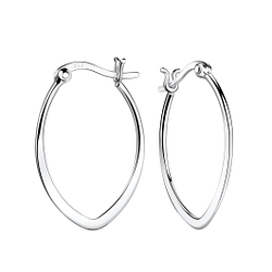 Silver French Lock Hoop Earrings - 19637