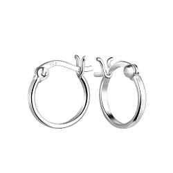 12mm Silver French Lock Hoop Earrings - 19677