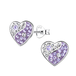 Silver Heart Stud Earrings - 19882