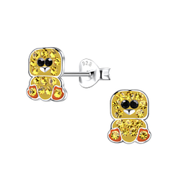 Silver Duck Stud Earrings - 19934