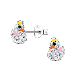 Silver Swan Stud Earrings - 19909