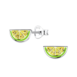 Silver Lime Stud Earrings - 19893
