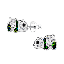 Silver Panda Stud Earrings - 19904