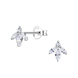 Silver Flower Stud Earrings - 19876
