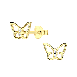 Silver Butterfly Stud Earrings - 19866