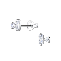 Silver Geometric Stud Earrings - 19885
