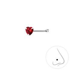 3mm Heart Cubic Zirconia Silver Nose Stud with Ball - 8827