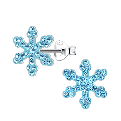 Silver Snowflake Crystal Stud Earrings - 14127 Silver Snowflake Crystal Stud Earrings - 14127