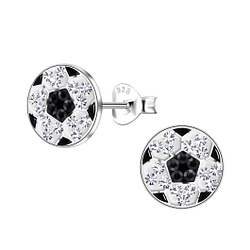 Silver Football Stud Earrings - 20019