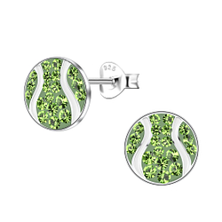 Silver Tennis Ball Stud Earrings - 20020